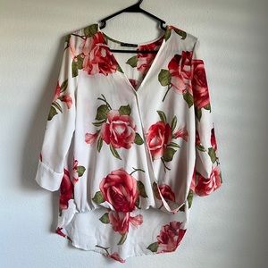 3/4 sleeve floral blouse